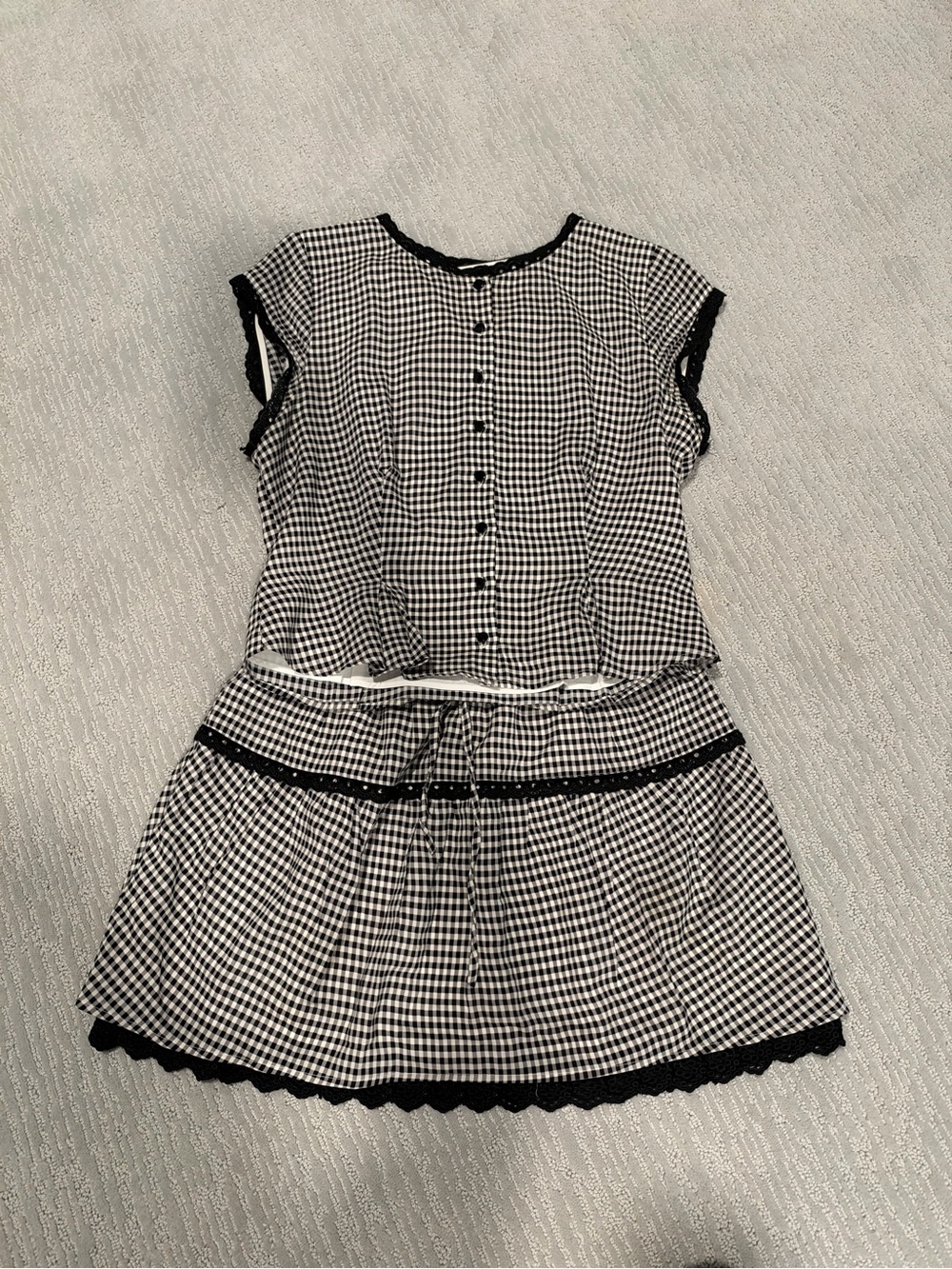 reformation Black and White Gingham Dress Set